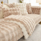 Rabbit Plush Sofa Cushion High-grade Leather Anti-skid - Nioor