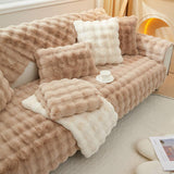 Rabbit Plush Sofa Cushion High-grade Leather Anti-skid - Nioor