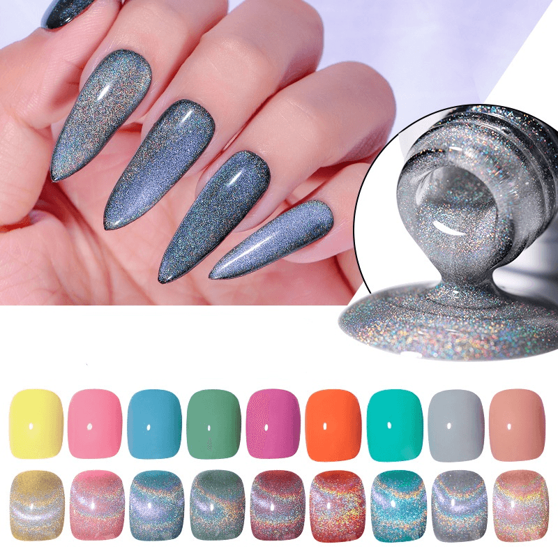 Rainbow Cat Eye Laser Shiny Nail Polish - Nioor