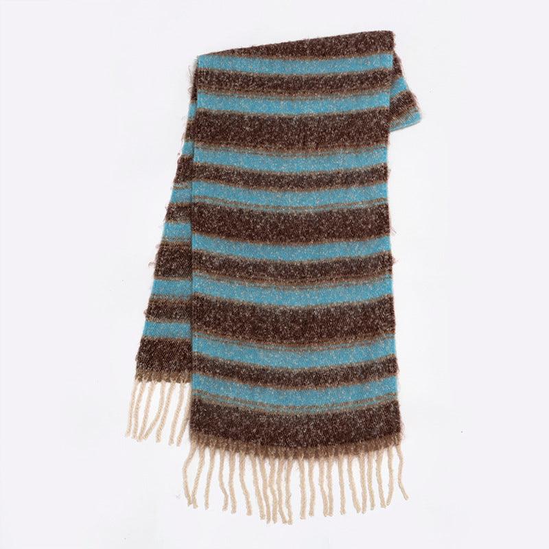 Rainbow Color-blocking Striped Soft Scarf - Nioor