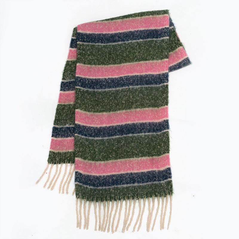 Rainbow Color-blocking Striped Soft Scarf - Nioor