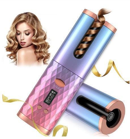 Rechargeable Automatic Hair Curler Women Portable Hair Curling Iron LCD Display Ceramic Curly Rotating Curling Wave Styer - Nioor