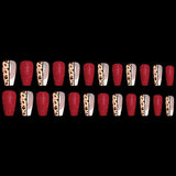 Red Jump Color Leopard Print Ballet False Nails - Nioor