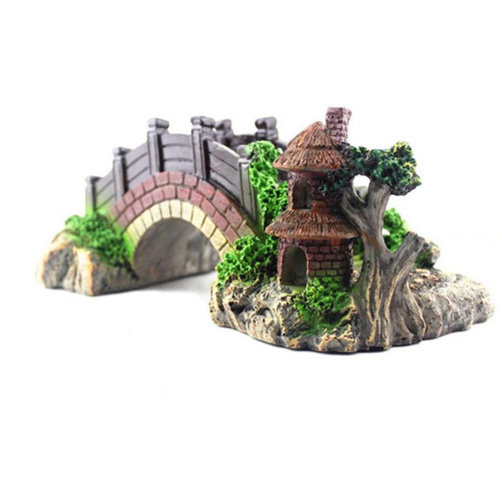 Resin Bridge Arch Bridge Black Red Bridge Fish Tank Landscaping Decoration Bridge Aquarium Equipment Accessories Turtle Climbing Platform Retro Arch Bridge - Nioor