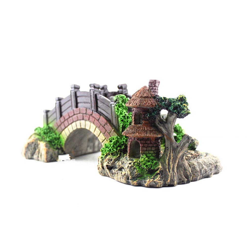 Resin Bridge Arch Bridge Black Red Bridge Fish Tank Landscaping Decoration Bridge Aquarium Equipment Accessories Turtle Climbing Platform Retro Arch Bridge - Nioor