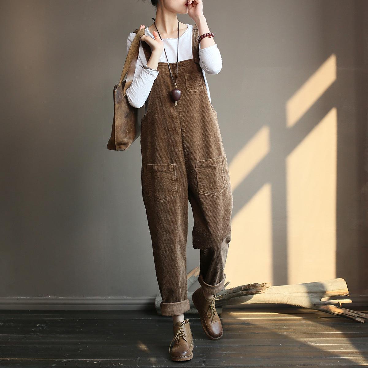 Retro Corduroy Women's Autumn Casual Overalls - Nioor