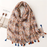 Retro Ethnic Style Voile Cotton And Linen Feel Scarf Women's Thin Type Sunscreen Shawl - Nioor