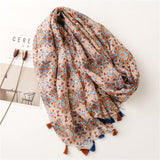 Retro Ethnic Style Voile Cotton And Linen Feel Scarf Women's Thin Type Sunscreen Shawl - Nioor