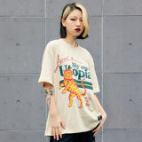 Retro Fun Tiger Print Loose Short Sleeve T-shirt - Nioor