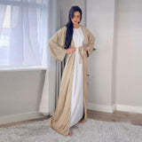 Rhinestone Dress Fashion Satin Soft Shawl Waist-tight Robe White Liner - Nioor