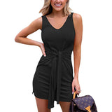 Ribbed Tank Dress Solid Color Dress - Nioor