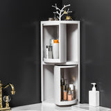 Rotatable Bathroom Makeup Organizer Corner Plastic Wall Mounted Storage Rack Box - Nioor