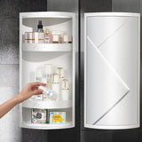 Rotatable Bathroom Makeup Organizer Corner Plastic Wall Mounted Storage Rack Box - Nioor