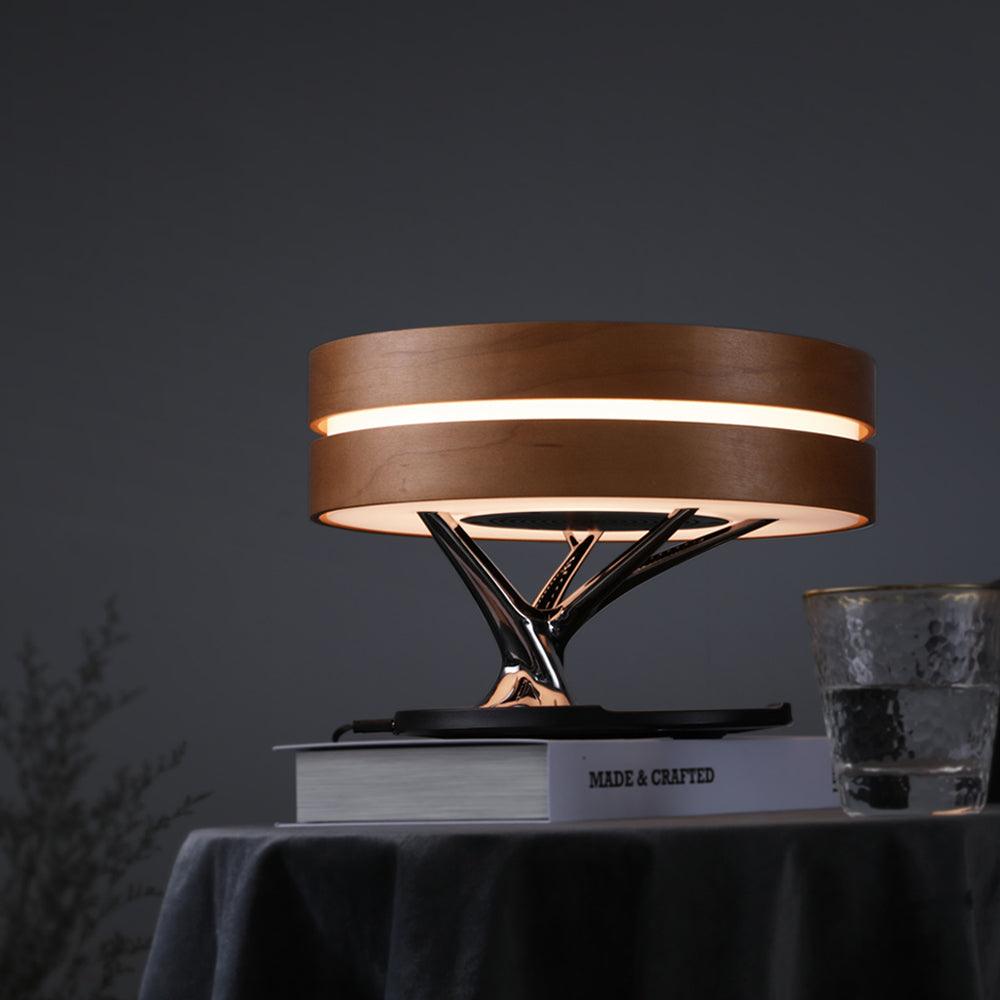 Round Intelligent Music Bluetooth Speaker Bed Lamp WiFi Circle Tree Of Led Light Wireless Charging For Living Room - Nioor