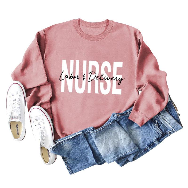 Round Neck Letter Printing Loose Plus Size Long Sleeve Sweater - Nioor