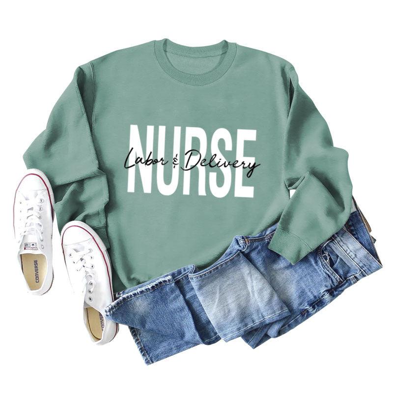 Round Neck Letter Printing Loose Plus Size Long Sleeve Sweater - Nioor