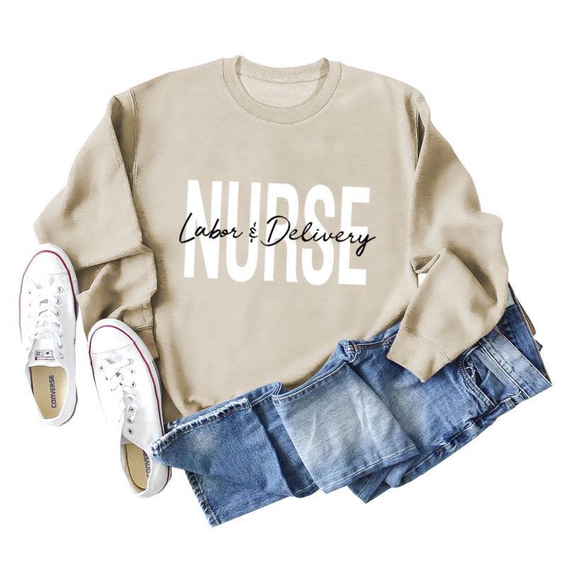 Round Neck Letter Printing Loose Plus Size Long Sleeve Sweater - Nioor