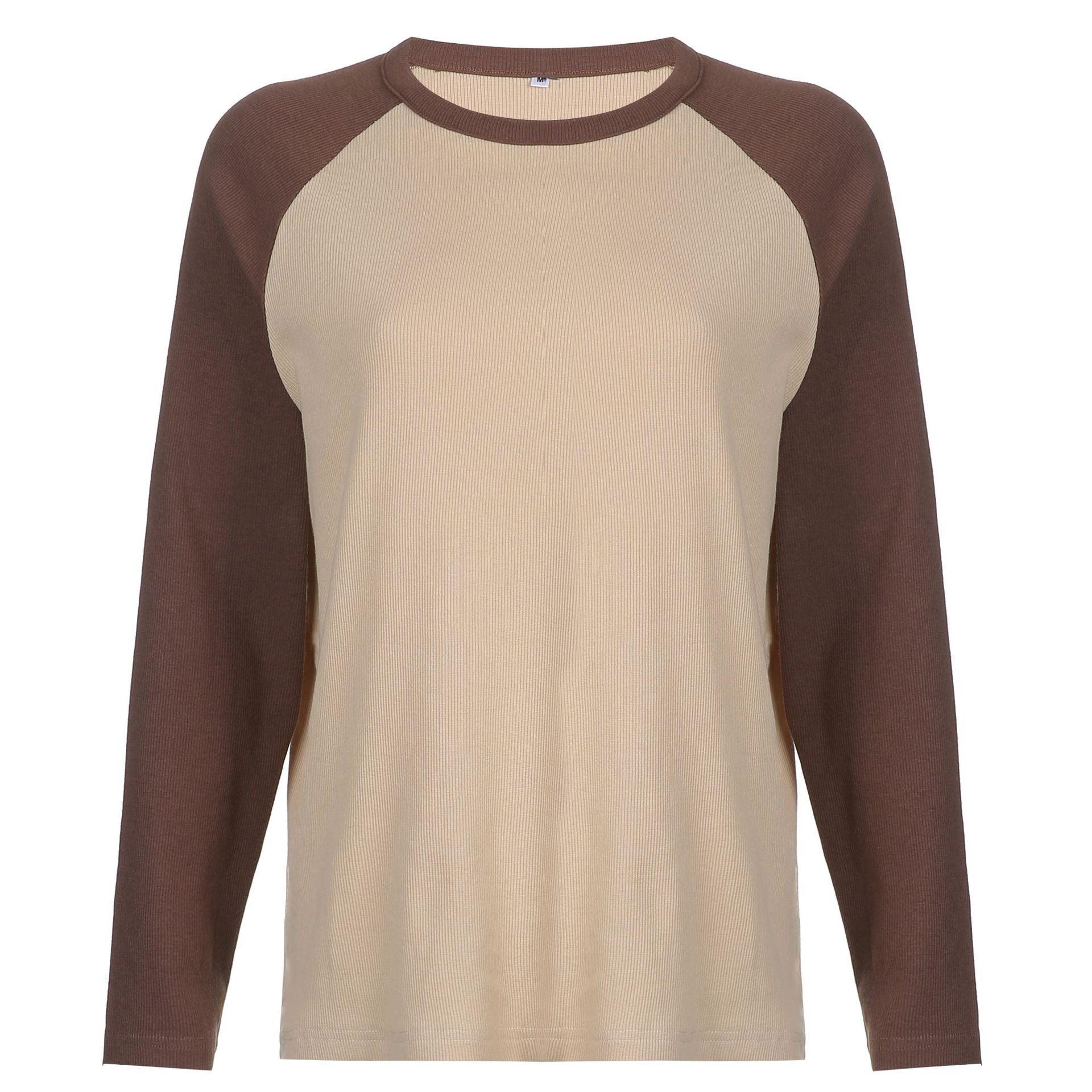 Round Neck Long-sleeved T-shirt Loose Casual Pullover Tops For Women - Nioor