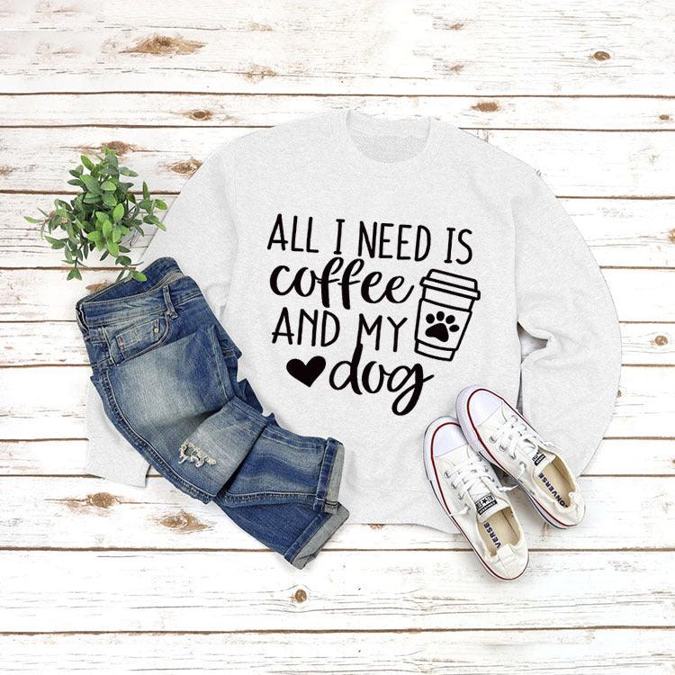 Round Neck Pullover Long Sleeve ALL I NEED Print - Nioor