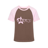 Round Neck Pullover Short Sleeve Letter Printing - Nioor