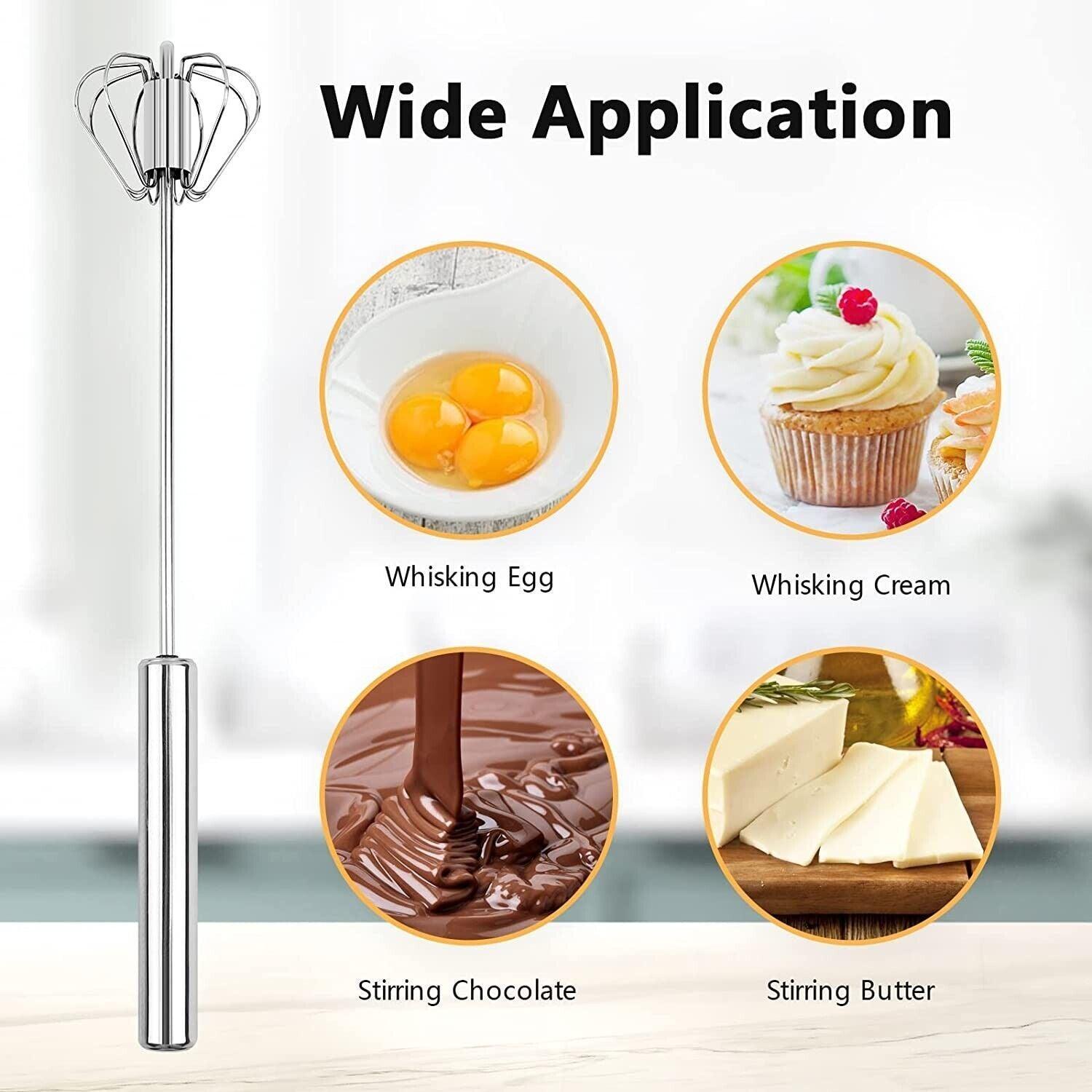Semi-Automatic Egg Whisk Hand Push Egg Beater Stainless Steel Blender Mixer Whis - Nioor