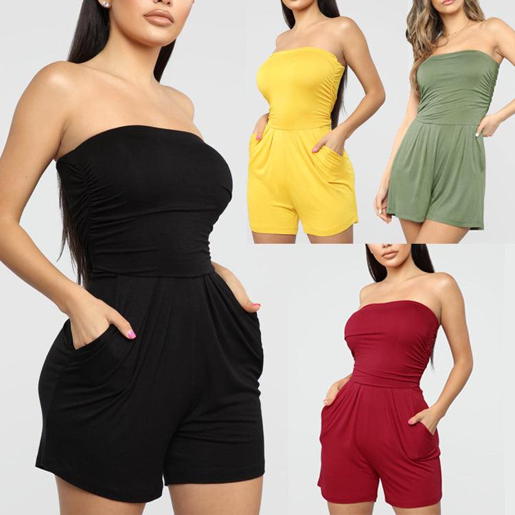 Sexy Wrapped Chest And Comfortable Home Jumpsuit - Nioor