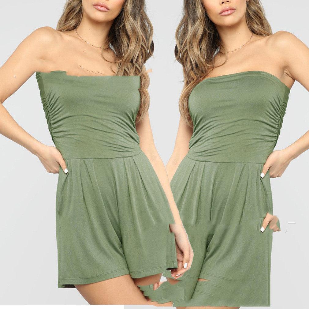 Sexy Wrapped Chest And Comfortable Home Jumpsuit - Nioor