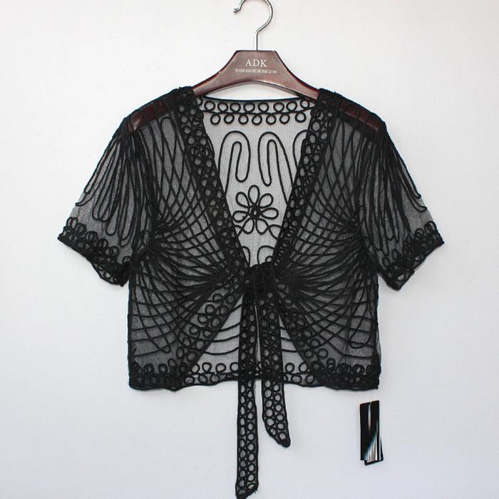 Shawl Over Short Sleeved Cardigan - Nioor