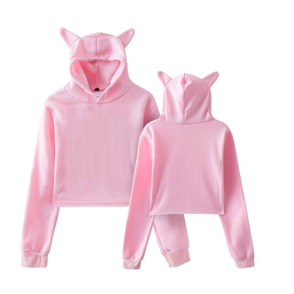 Short Hoodie Autumn Cat Ear Women's Sportswear - Nioor