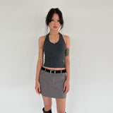 Short Slim Thread Suspender Tank Top - Nioor