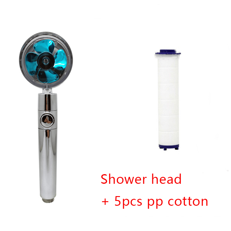 Shower Head Water Saving Flow 360 Degrees Rotating With Small Fan ABS Rain High Pressure Spray Nozzle Bathroom Accessories - Nioor