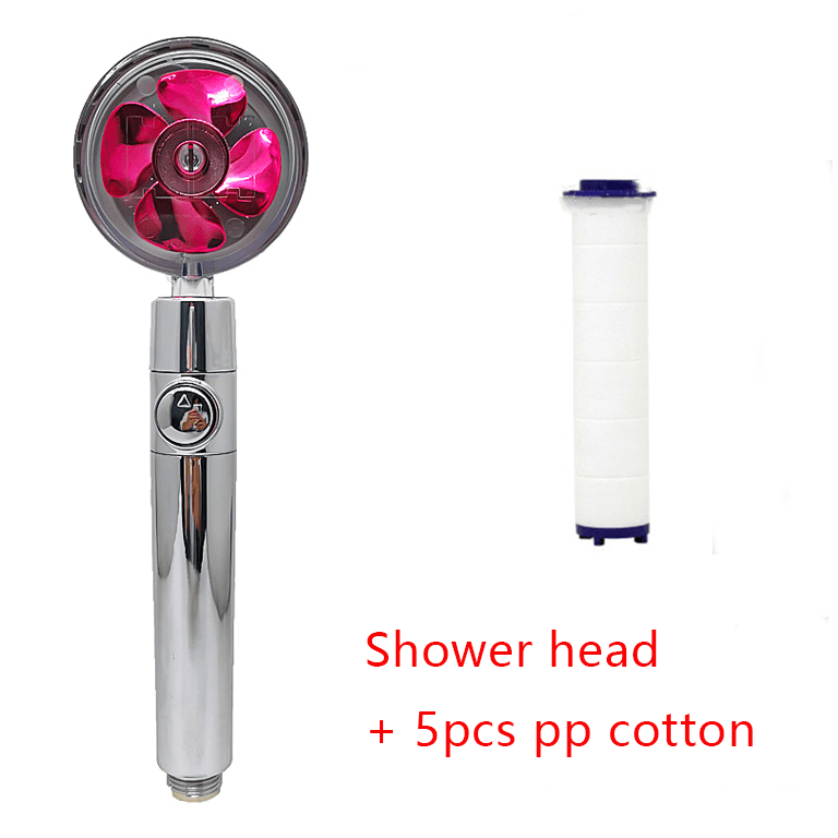 Shower Head Water Saving Flow 360 Degrees Rotating With Small Fan ABS Rain High Pressure Spray Nozzle Bathroom Accessories - Nioor