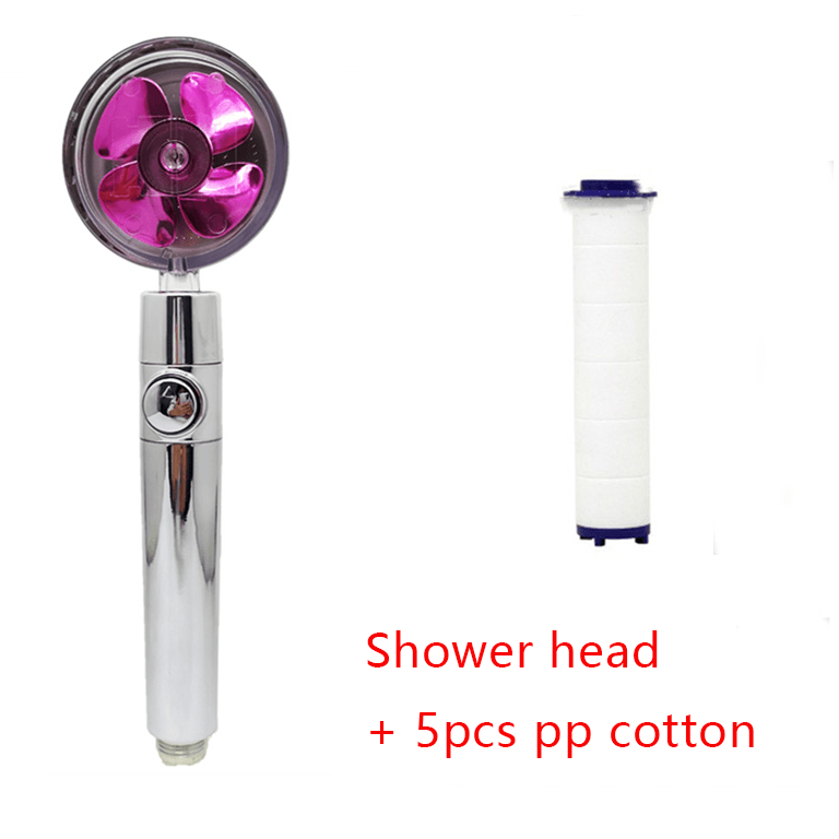 Shower Head Water Saving Flow 360 Degrees Rotating With Small Fan ABS Rain High Pressure Spray Nozzle Bathroom Accessories - Nioor