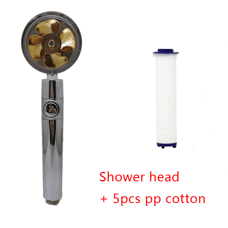 Shower Head Water Saving Flow 360 Degrees Rotating With Small Fan ABS Rain High Pressure Spray Nozzle Bathroom Accessories - Nioor