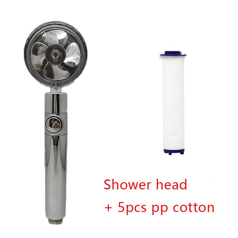 Shower Head Water Saving Flow 360 Degrees Rotating With Small Fan ABS Rain High Pressure Spray Nozzle Bathroom Accessories - Nioor