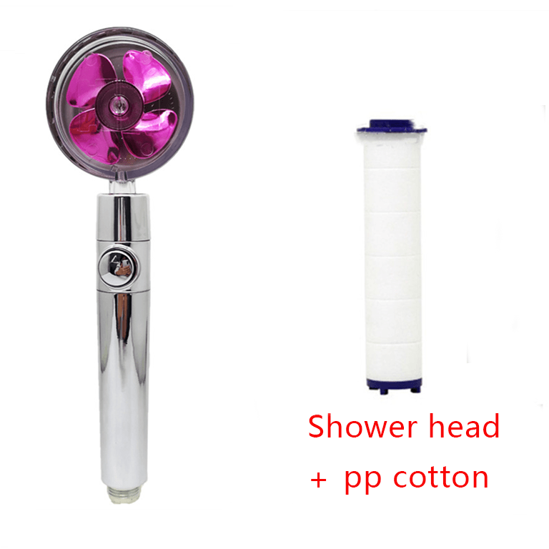 Shower Head Water Saving Flow 360 Degrees Rotating With Small Fan ABS Rain High Pressure Spray Nozzle Bathroom Accessories - Nioor