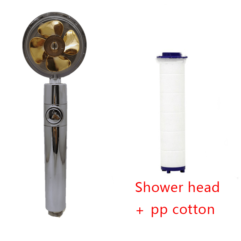 Shower Head Water Saving Flow 360 Degrees Rotating With Small Fan ABS Rain High Pressure Spray Nozzle Bathroom Accessories - Nioor