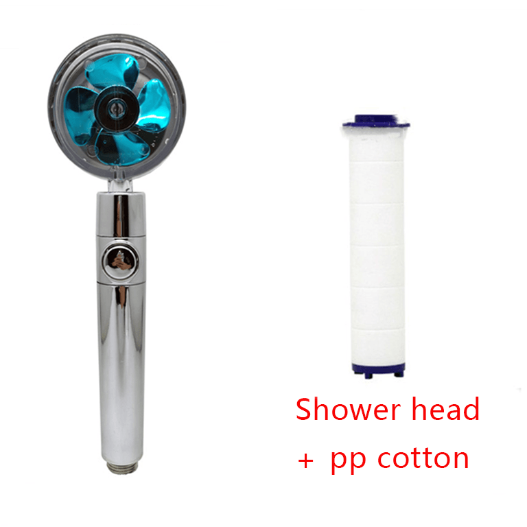 Shower Head Water Saving Flow 360 Degrees Rotating With Small Fan ABS Rain High Pressure Spray Nozzle Bathroom Accessories - Nioor