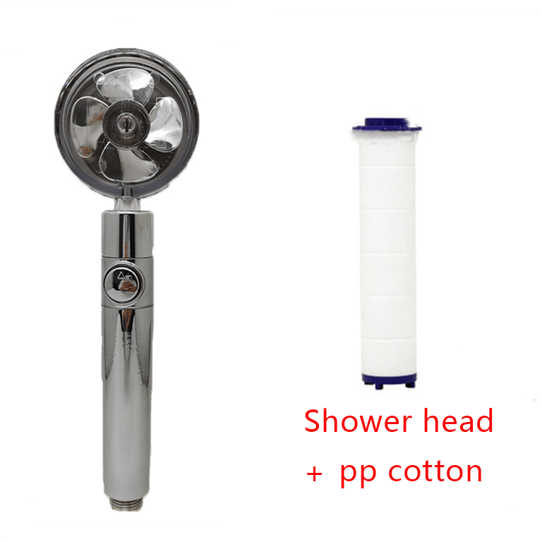 Shower Head Water Saving Flow 360 Degrees Rotating With Small Fan ABS Rain High Pressure Spray Nozzle Bathroom Accessories - Nioor