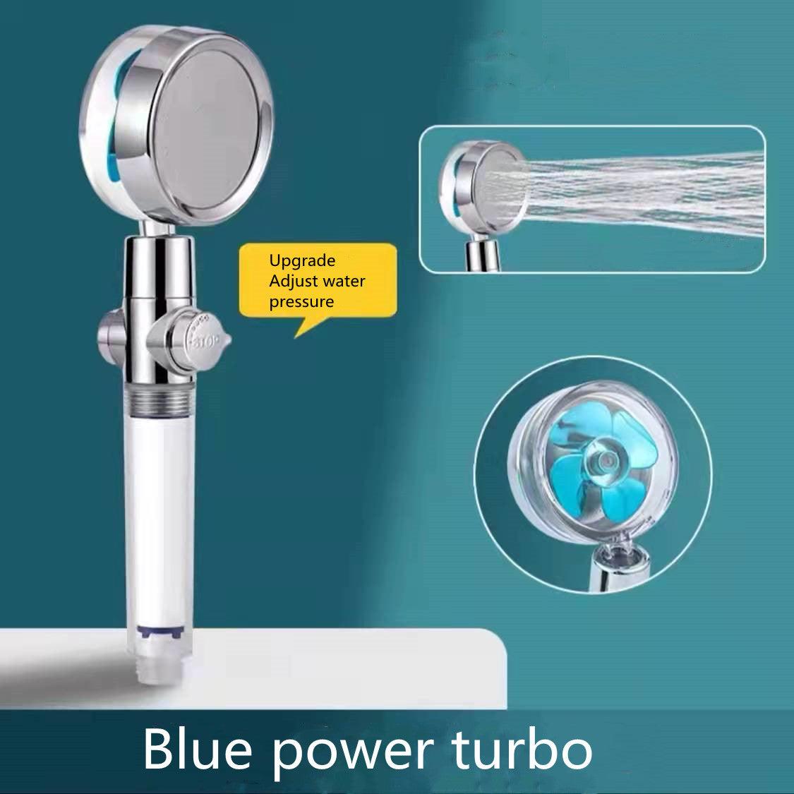 Shower Head Water Saving Flow 360 Degrees Rotating With Small Fan ABS Rain High Pressure Spray Nozzle Bathroom Accessories - Nioor