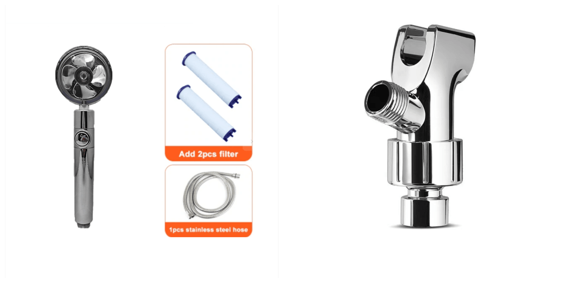 Shower Head Water Saving Flow 360 Degrees Rotating With Small Fan ABS Rain High Pressure Spray Nozzle Bathroom Accessories - Nioor