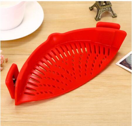 Silicone Clip-on Pot Pan Bowl Funnel Oil Strainer Creative Rice Washing Colander for Draining Liquid Fits All Pot Size - Nioor