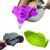 Silicone Clip-on Pot Pan Bowl Funnel Oil Strainer Creative Rice Washing Colander for Draining Liquid Fits All Pot Size - Nioor