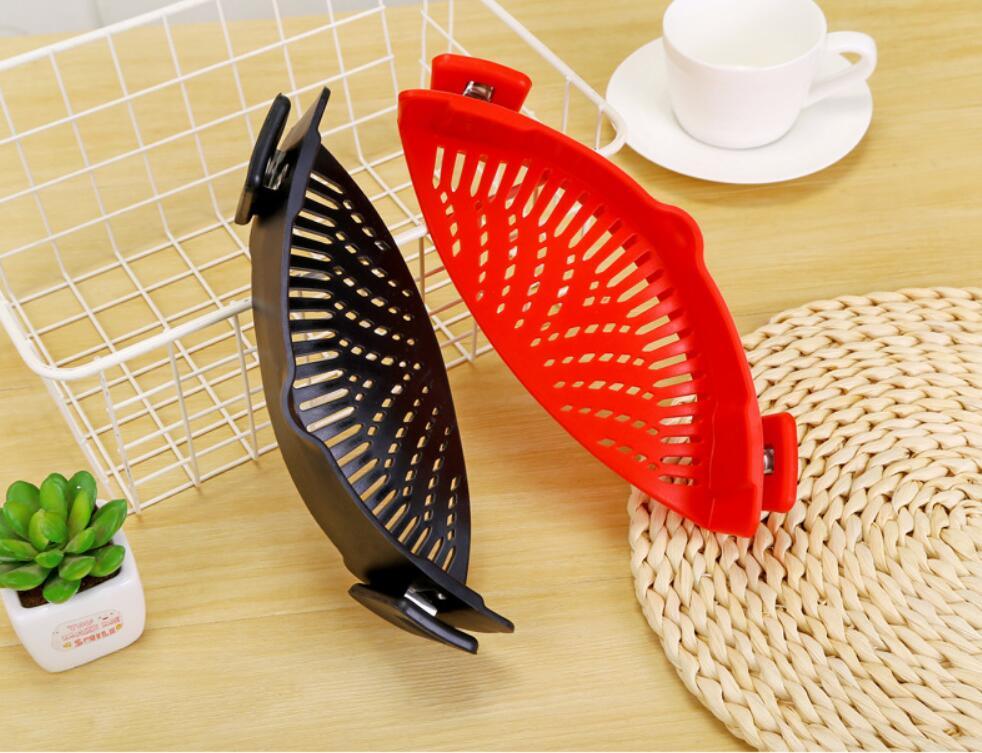 Silicone Clip-on Pot Pan Bowl Funnel Oil Strainer Creative Rice Washing Colander for Draining Liquid Fits All Pot Size - Nioor