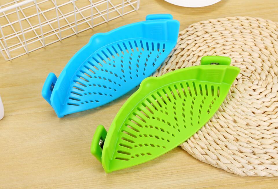 Silicone Clip-on Pot Pan Bowl Funnel Oil Strainer Creative Rice Washing Colander for Draining Liquid Fits All Pot Size - Nioor