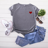 Simple And Comfortable Pure Cotton Love Short Sleeve Women's T-shirt - Nioor