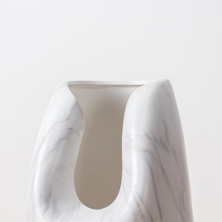 Simple Ceramics, Marbled White Ceramic Vase, Home Decoration - Nioor