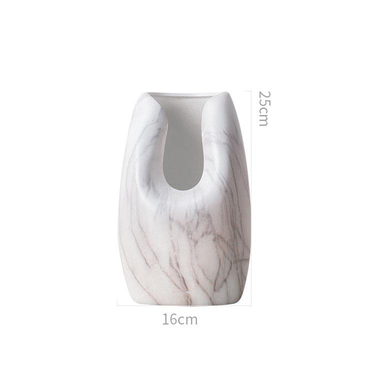 Simple Ceramics, Marbled White Ceramic Vase, Home Decoration - Nioor