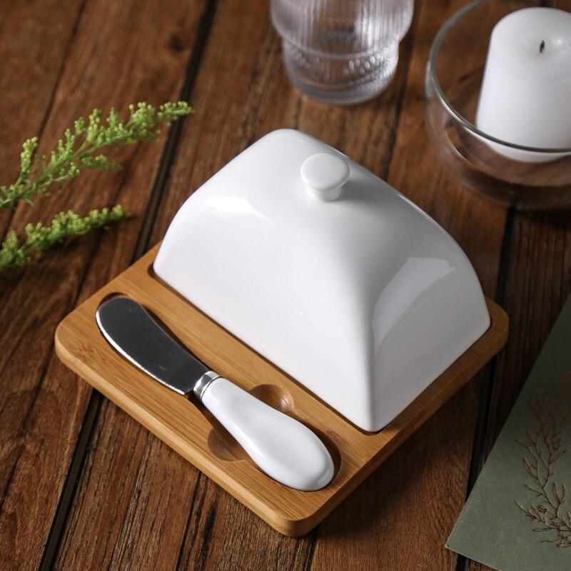 Simple Rectangle Ceramic Butter Dish With Lid Set - Nioor