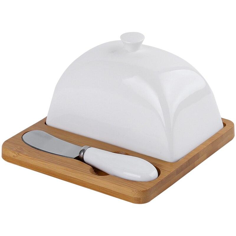 Simple Rectangle Ceramic Butter Dish With Lid Set - Nioor